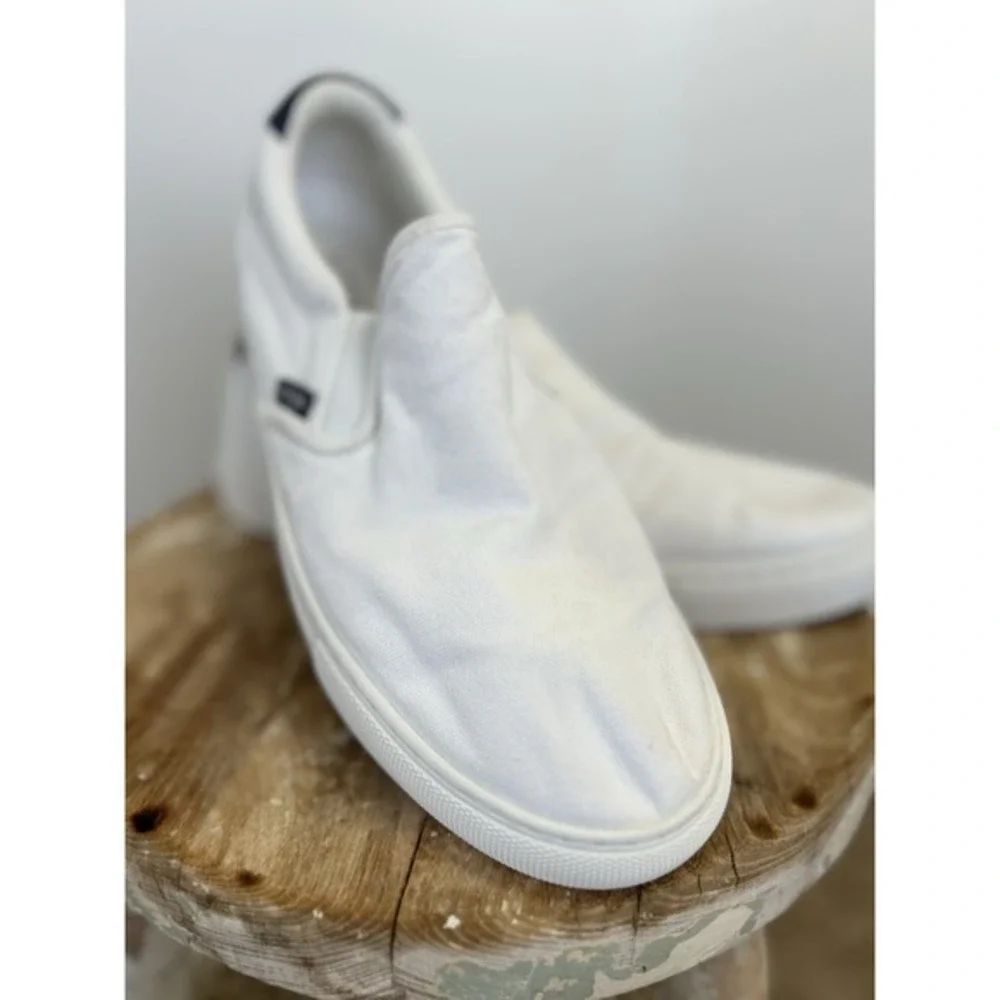 J.‎ Crew Factory Men's Canvas Slip-On Sneakers Sz 9.5 in White
